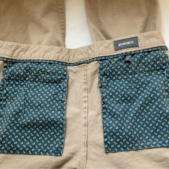 Bonobos MEN’S Slim Fit Flat Front Cotton Chino Pants (33x30) Beige - Picture 13 of 16